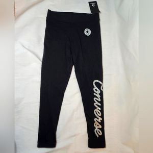 NWT Converse Leggings Girls Size Large Black Silver